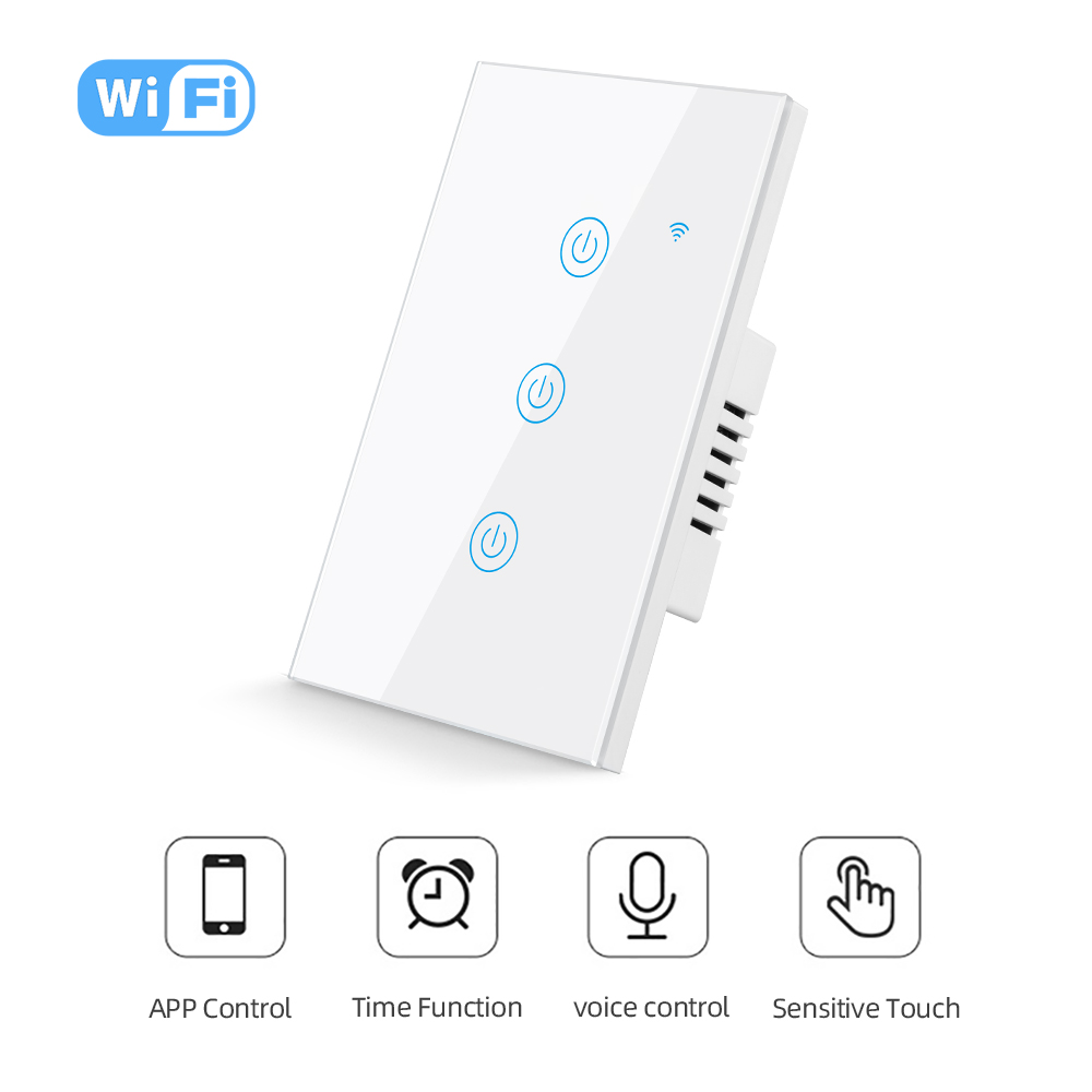 WiFi Smart US Touch Glass Switch Panel 1-4 Gang(RSH-SP001-004-US)